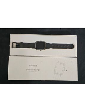 Letsfit Smart Watch Fitness Tracker with Black Silicone Band